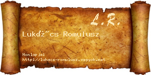 Lukács Romulusz névjegykártya